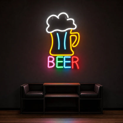 Beer Man Cave LED Neon Sign Home Garage Wall Decoration size image