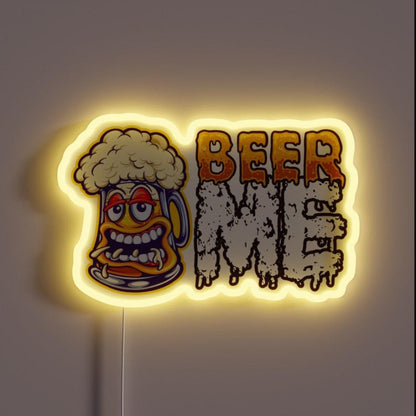 Beer Me Drunken Mug Of Beer Rgb Led Neon Sign - Custom LED neon sign front view
