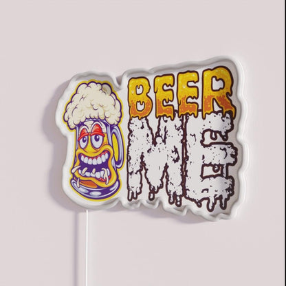Beer Me Drunken Mug Of Beer Rgb Led Neon Sign - Neon sign mounted on wall in room