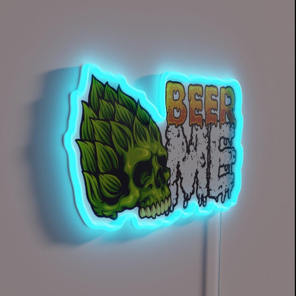 Beer Me Hops Skull Rgb Led Neon Sign - LED neon sign close-up detail