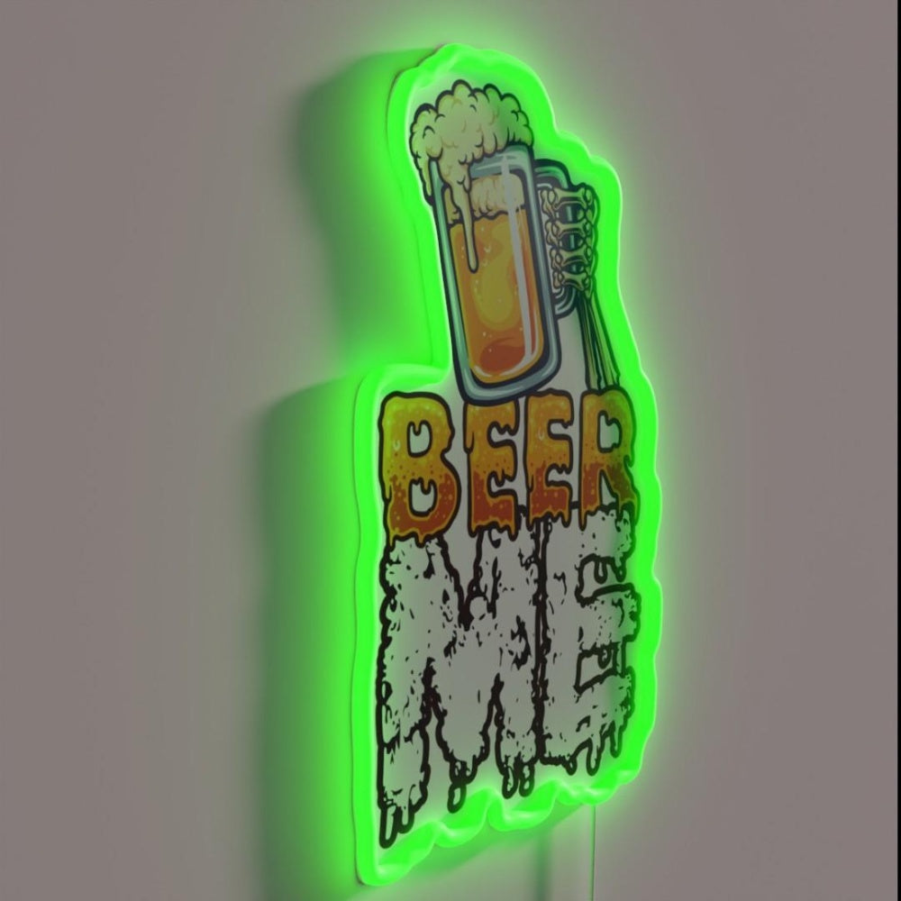 Beer Me Skeleton Hand Rgb Led Neon Sign Bar Wall Decor - LED neon sign close-up detail