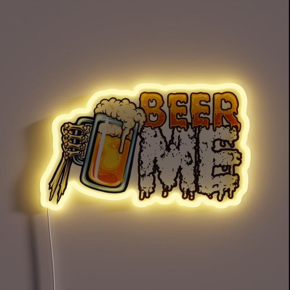 Beer Me Skeleton Hand With Brew Rgb Led Neon Sign - Custom LED neon sign front view