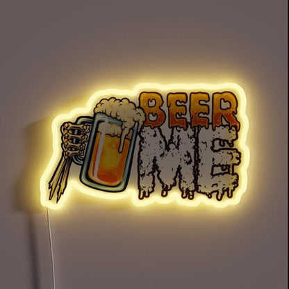 Beer Me Skeleton Hand With Brew Rgb Led Neon Sign - Custom LED neon sign front view