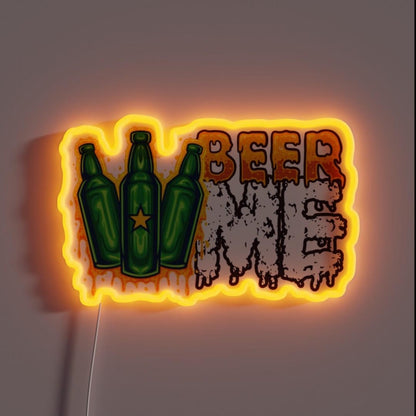 Beer Me Three Bottles Rgb Led Neon Sign - Custom LED neon sign front view