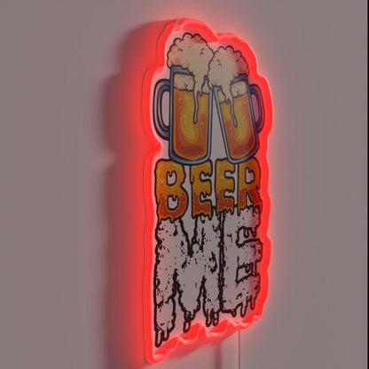 Beer Me Two Glasses Rgb Led Neon Sign - LED neon sign close-up detail
