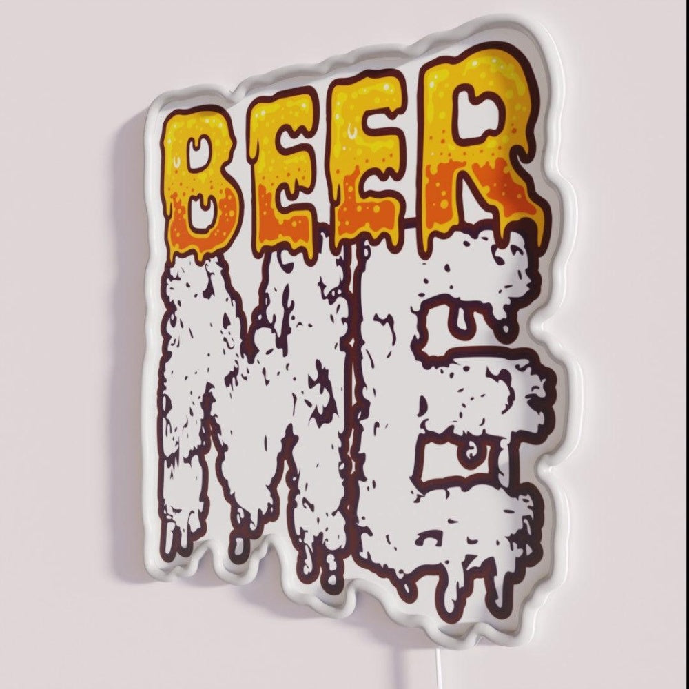 Beer Me Typography Rgb Led Neon Sign - Neon sign mounted on wall in room