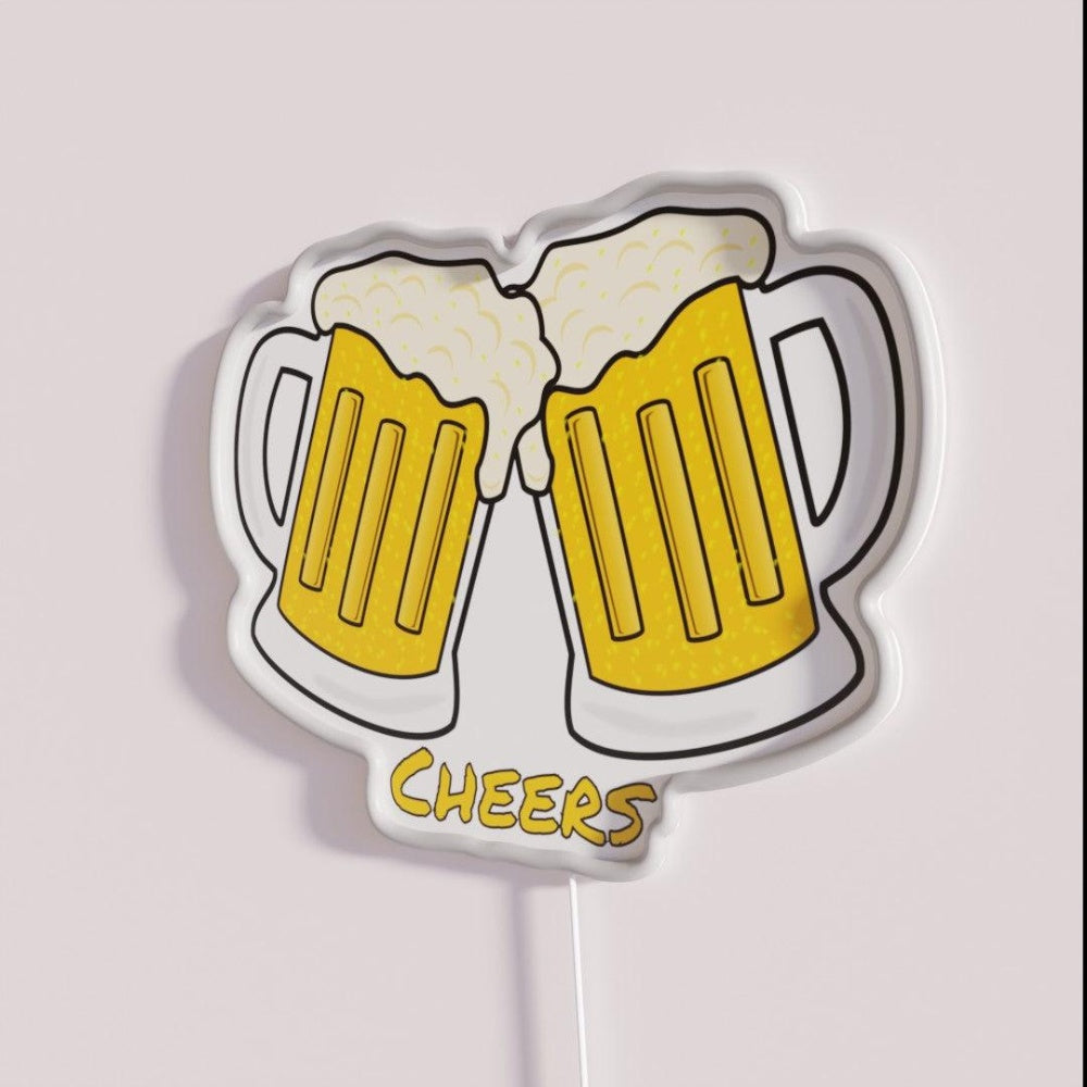 Beer Mug Cheers Cheers Rgb Led Neon Sign - Neon sign mounted on wall in room