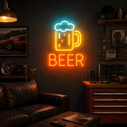 Beer Mug Foam LED Neon Sign Man Cave Neon Sign size image