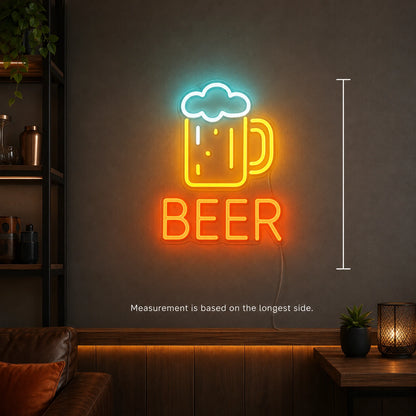Beer Mug Foam LED Neon Sign Man Cave Neon Sign color grid