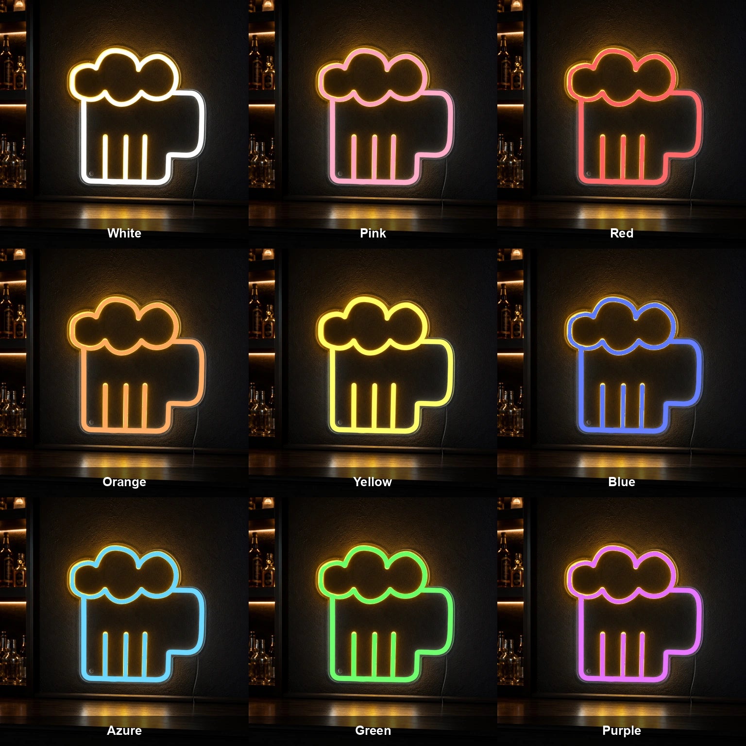 Beer Mug Outline LED Neon Sign color grid