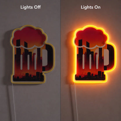 Beer Mug Shape Neon Sign LED Neon Sign day and night comparison