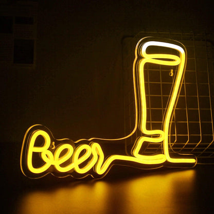 Beer Mug Text Yellow Led Neon Sign 5v Usb Indoor Bar Home Decor | Shineneon