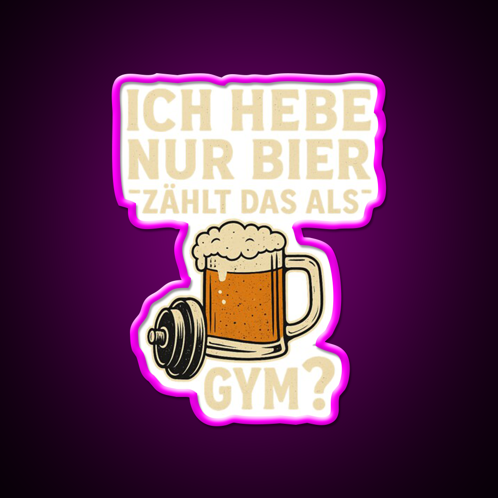 Beer Mug With Dumbbell And Funny Fitness Beer Bar Decor Led Neon Sign Rgb Color - Neon sign mounted on wall in room