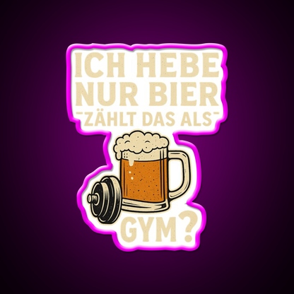 Beer Mug With Dumbbell And Funny Fitness Beer Bar Decor Led Neon Sign Rgb Color - Neon sign mounted on wall in room