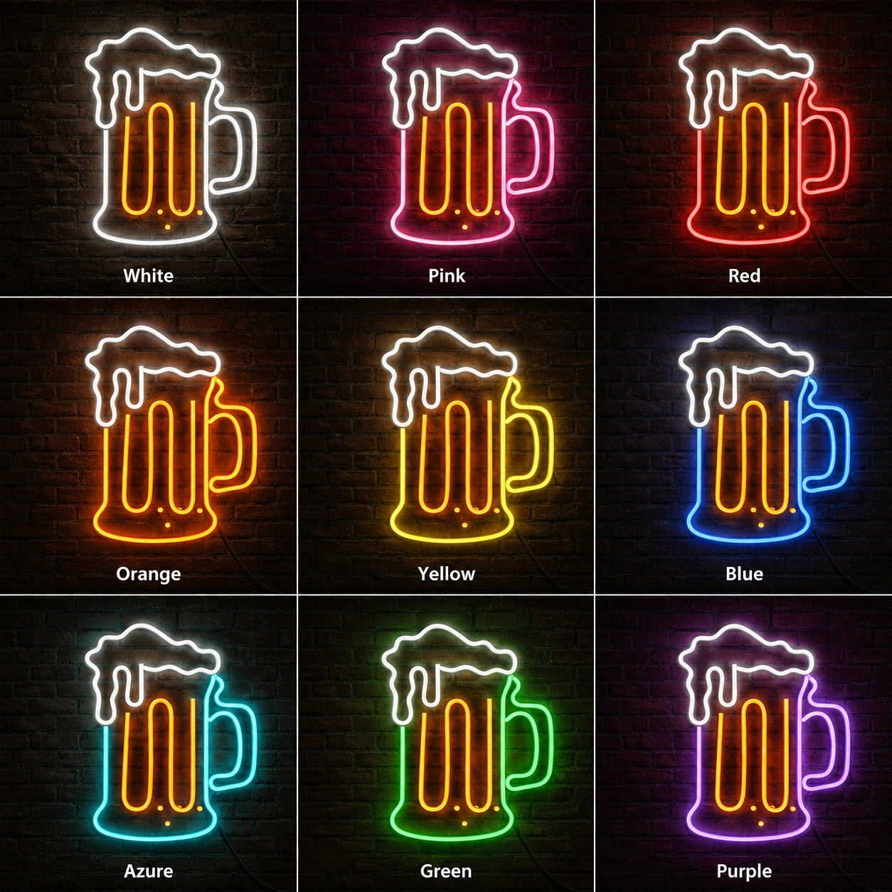 Beer Mugs Table Neon Sign LED Neon Sign color grid