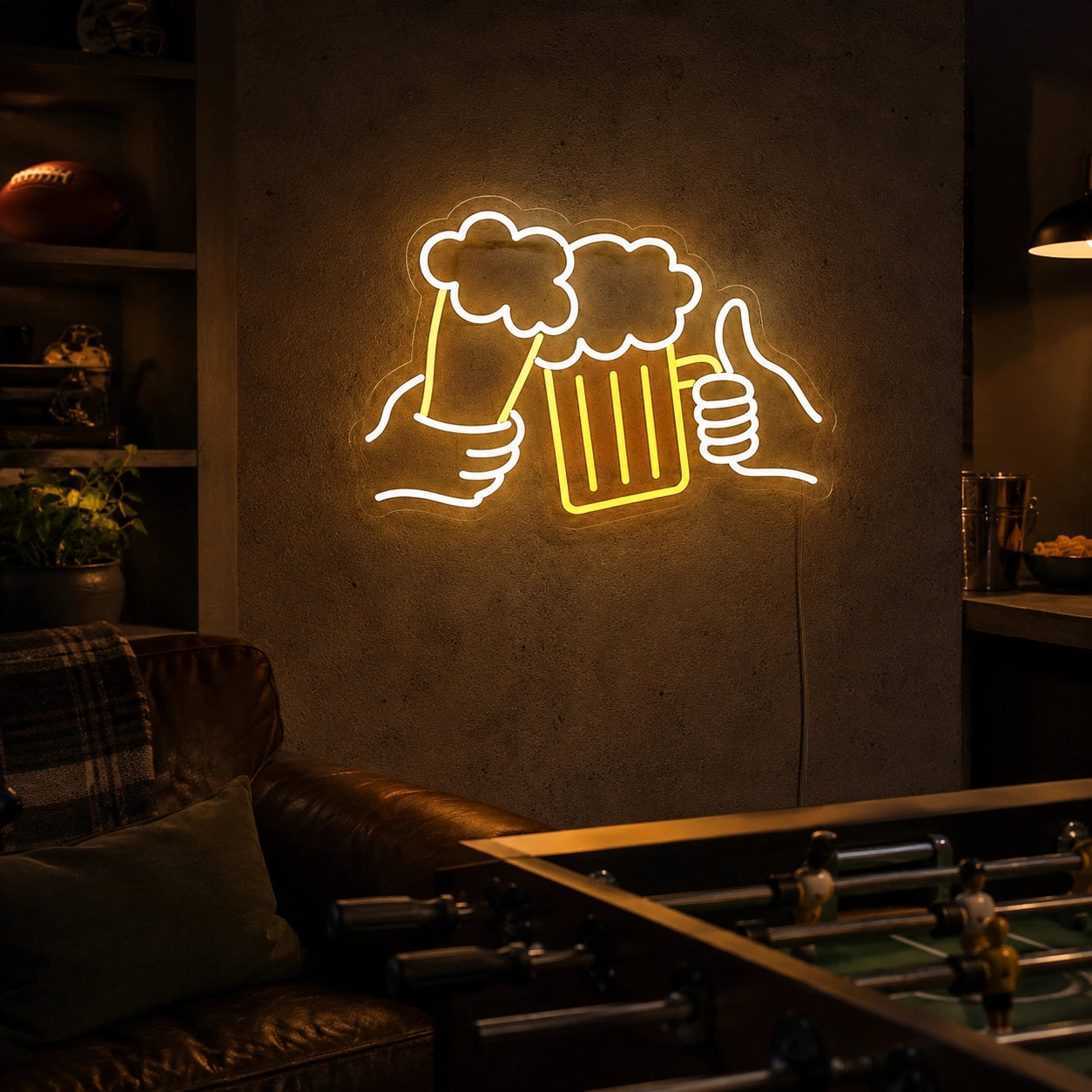 Beer Mugs Thumbs Up LED Neon Sign size image