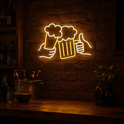 Beer Mugs Thumbs Up LED Neon Sign - Shineneon