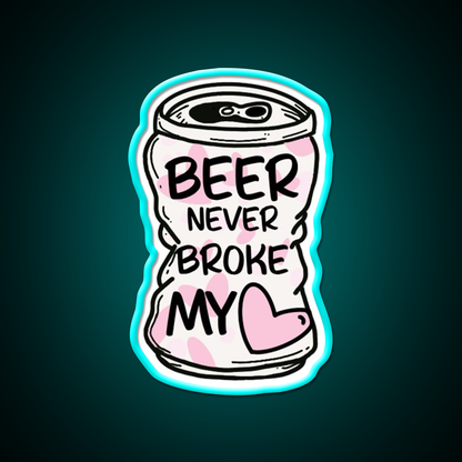 Beer Never Broke My Heart Beer Bar Decor Led Neon Sign Rgb Color - Size and dimension reference
