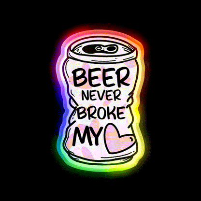 Beer Never Broke My Heart Beer Bar Decor Led Neon Sign Rgb Color - LED neon sign close-up detail