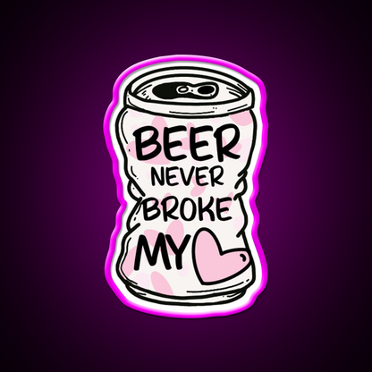 Beer Never Broke My Heart Beer Bar Decor Led Neon Sign Rgb Color - Neon sign mounted on wall in room
