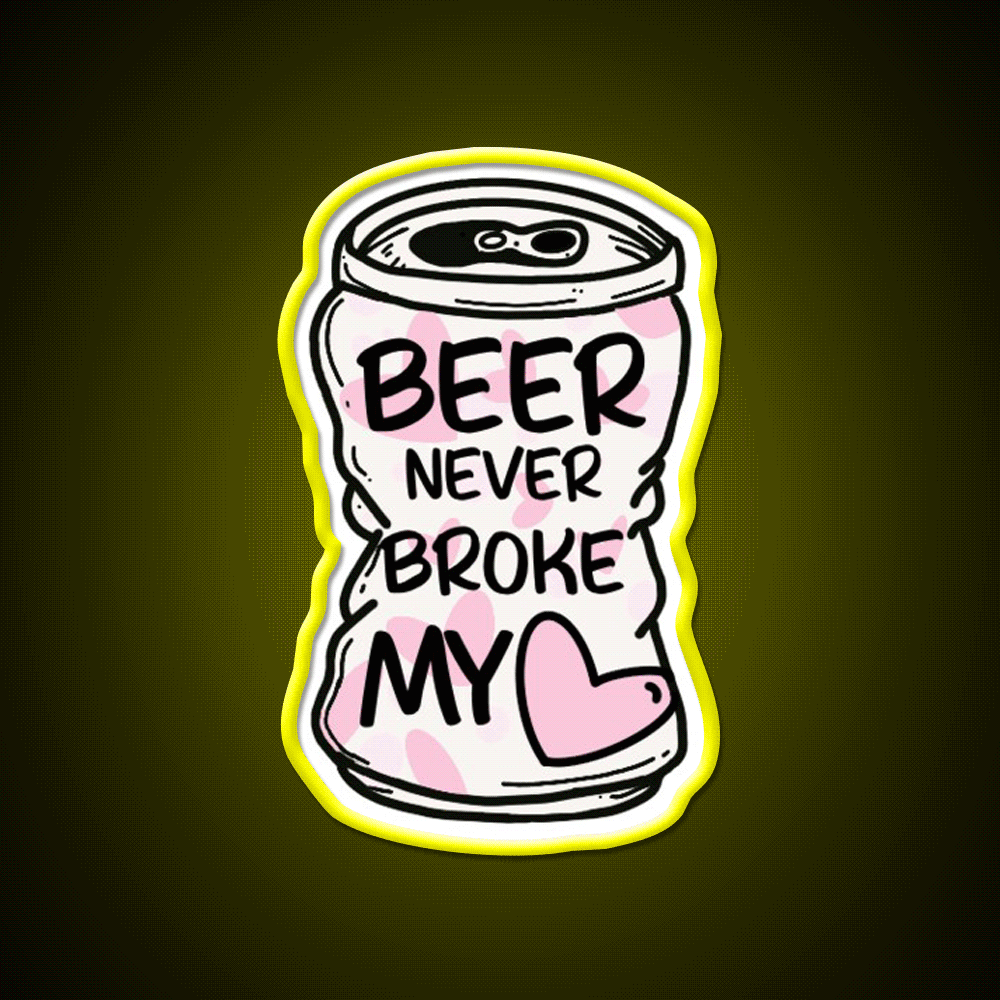 Beer Never Broke My Heart Beer Bar Decor Led Neon Sign Rgb Color - Custom LED neon sign front view