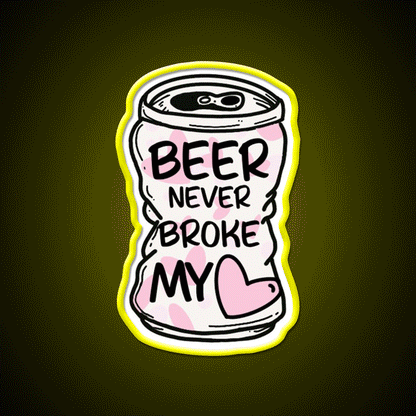 Beer Never Broke My Heart Beer Bar Decor Led Neon Sign Rgb Color - Custom LED neon sign front view