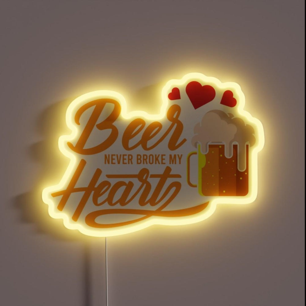 Beer Never Broke My Heart Rgb Led Neon Sign - Custom LED neon sign front view