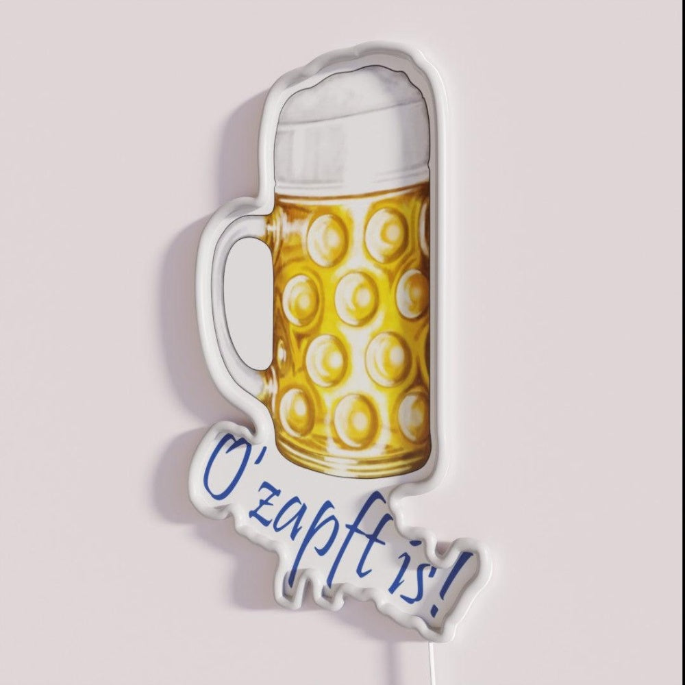 Beer O Zapft Is Rgb Led Neon Sign - Neon sign mounted on wall in room