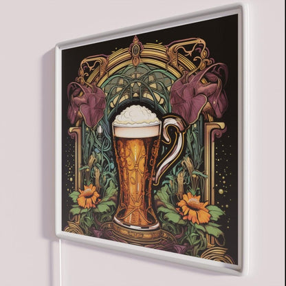 Beer Oktoberfest Art Nouveau Style Rgb Led Neon Sign - Neon sign mounted on wall in room