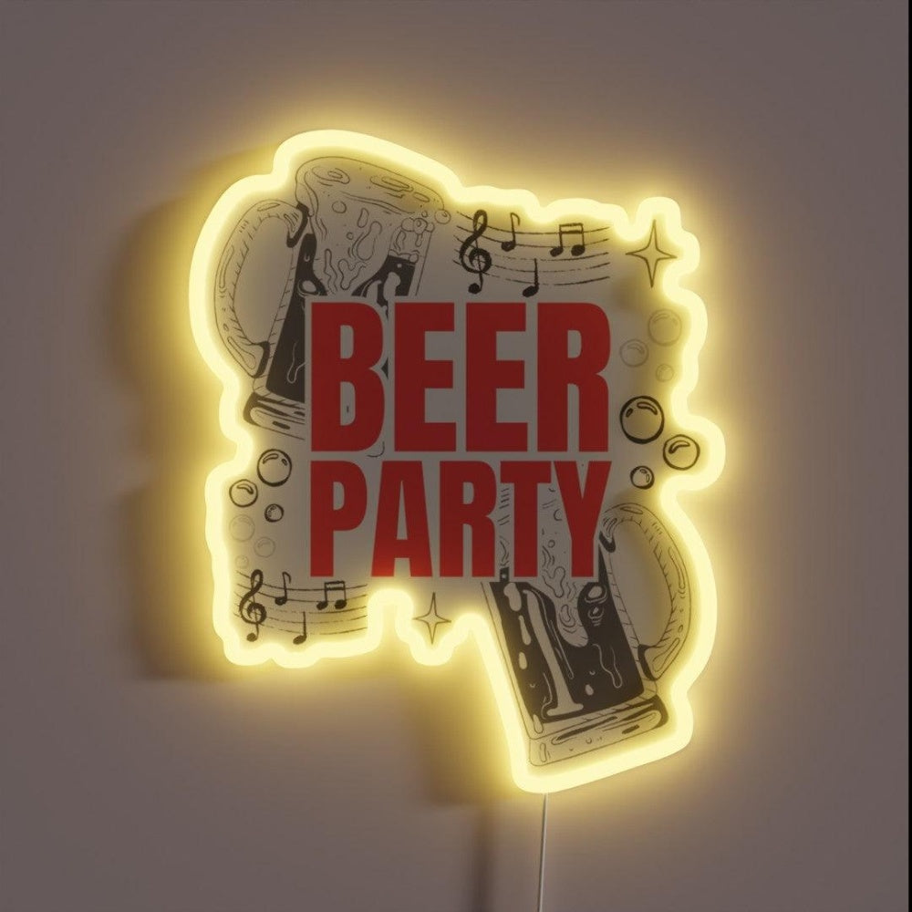 Beer Party Rgb Led Neon Sign - Custom LED neon sign front view