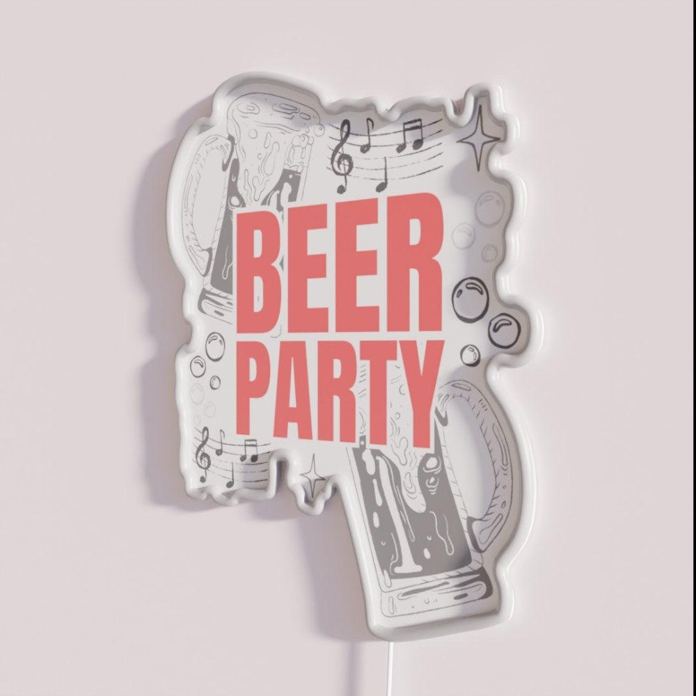 Beer Party Rgb Led Neon Sign - Neon sign mounted on wall in room