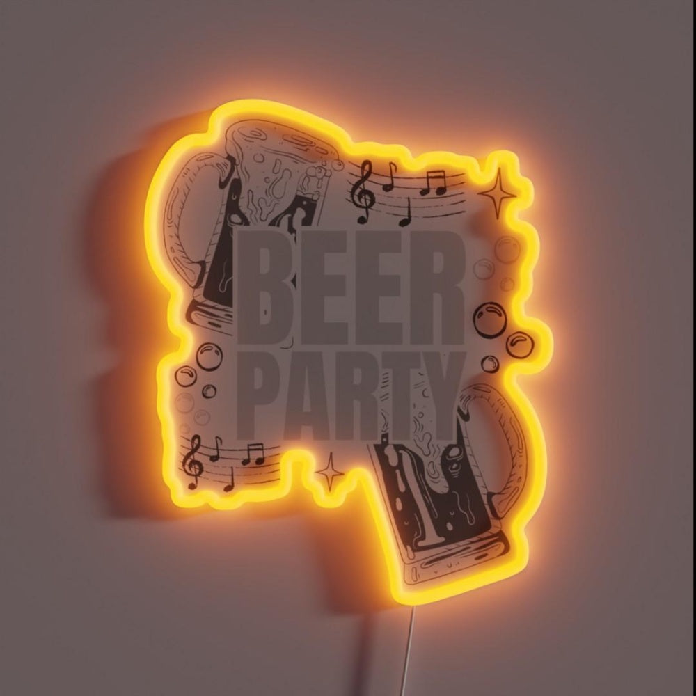 Beer Party Rgb Led Neon Sign Bar Wall Decor - Custom LED neon sign front view