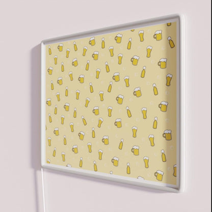 Beer Patterns Rgb Led Neon Sign - Neon sign mounted on wall in room
