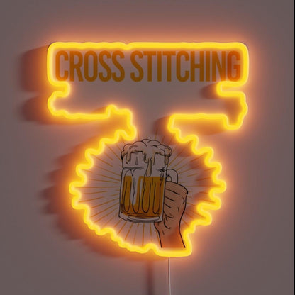 Beer Perfect Day Cross Stitching Rgb Led Neon Sign - Custom LED neon sign front view