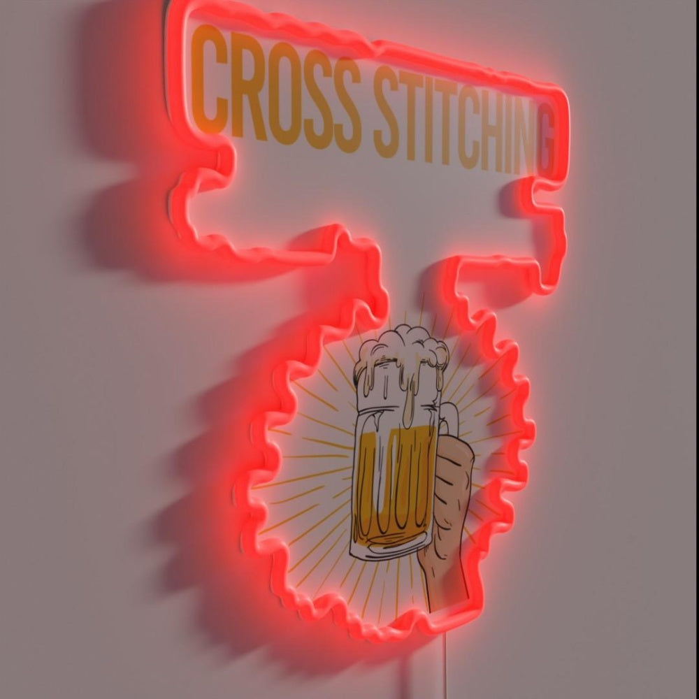 Beer Perfect Day Cross Stitching Rgb Led Neon Sign - LED neon sign close-up detail