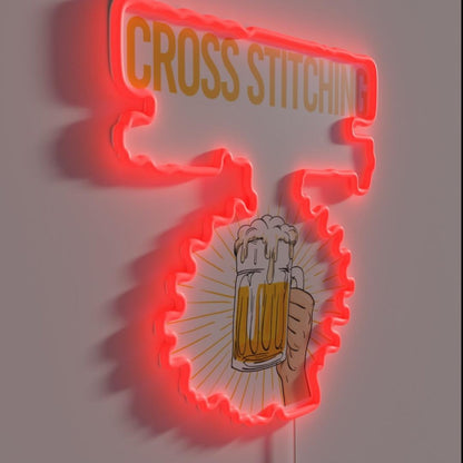 Beer Perfect Day Cross Stitching Rgb Led Neon Sign - LED neon sign close-up detail