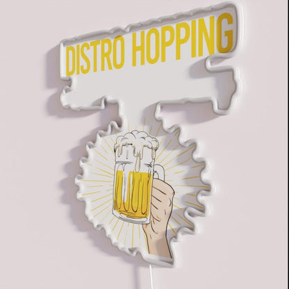 Beer Perfect Day Distro Hopping Distrohopper Rgb Led Neon Sign - Neon sign mounted on wall in room