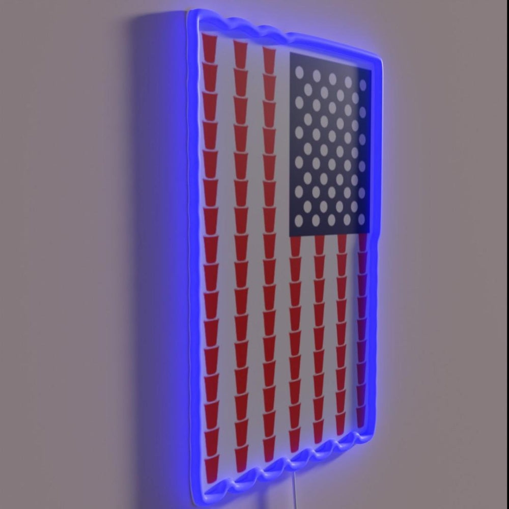 Beer Pong American Flag Rgb Led Neon Sign - LED neon sign close-up detail