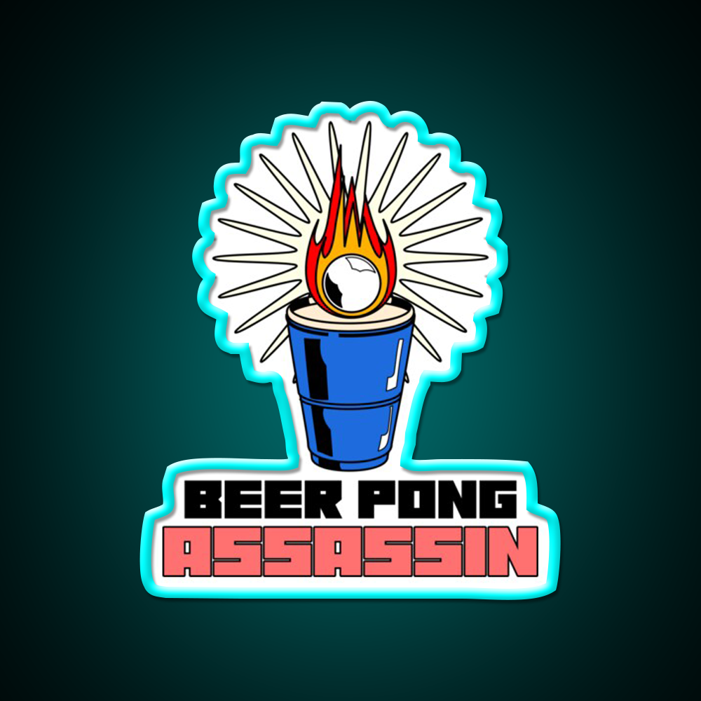 Beer Pong Assassin Man Cave Bar Led Neon Sign Rgb Color