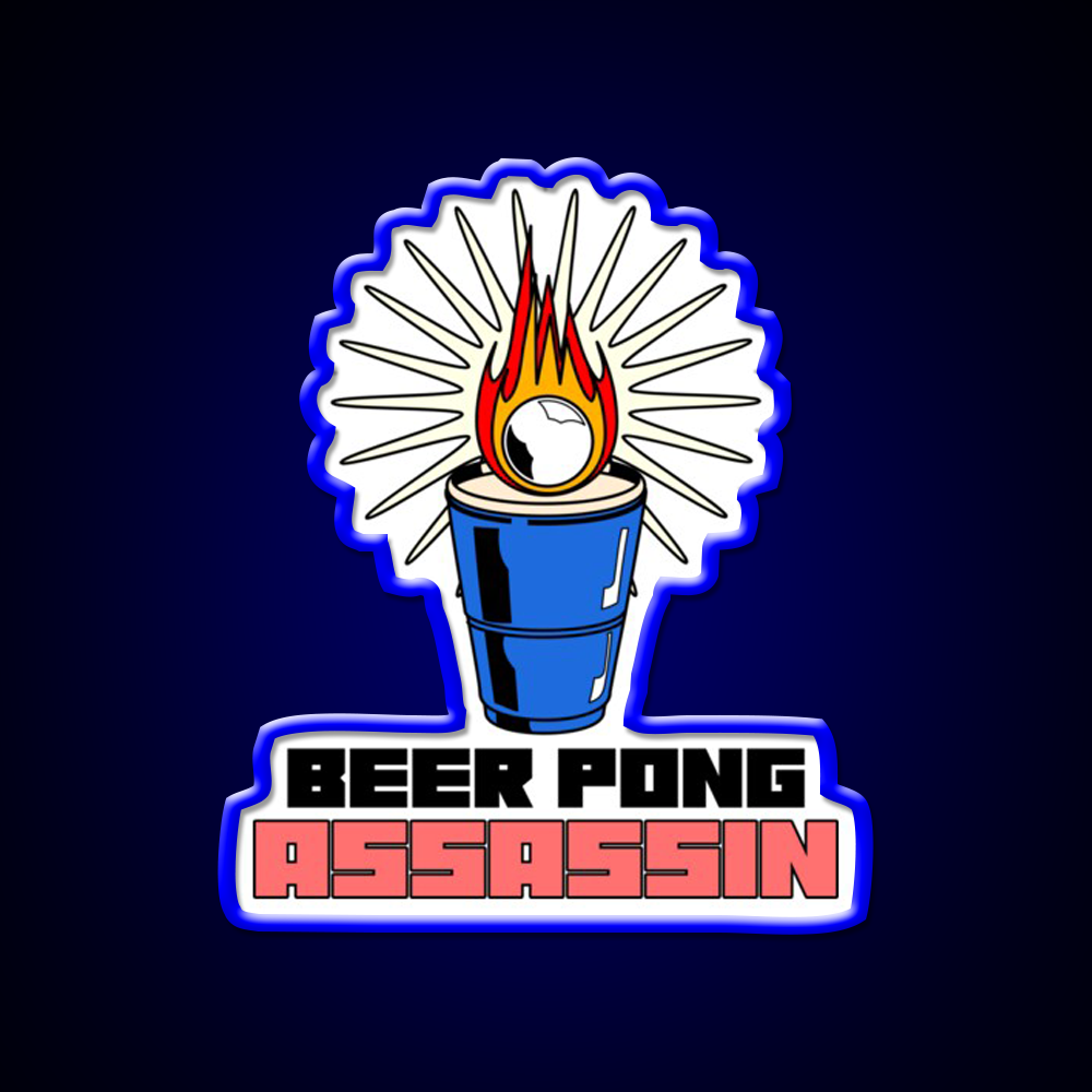 Beer Pong Assassin Man Cave Bar Led Neon Sign Rgb Color