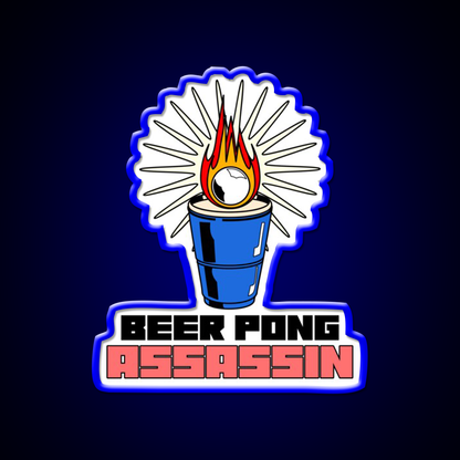 Beer Pong Assassin Man Cave Bar Led Neon Sign Rgb Color