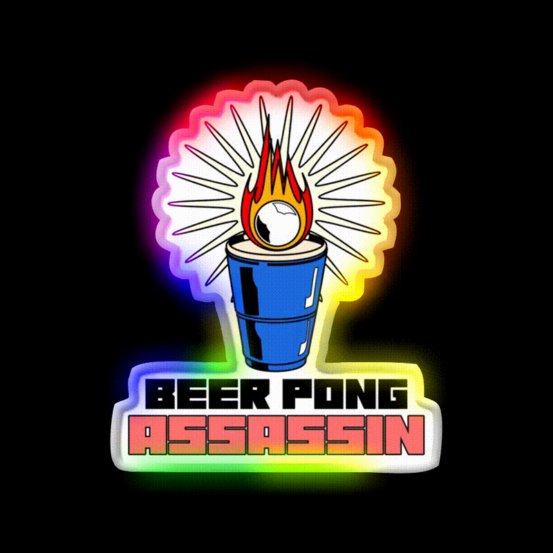 Beer Pong Assassin Man Cave Bar Led Neon Sign Rgb Color