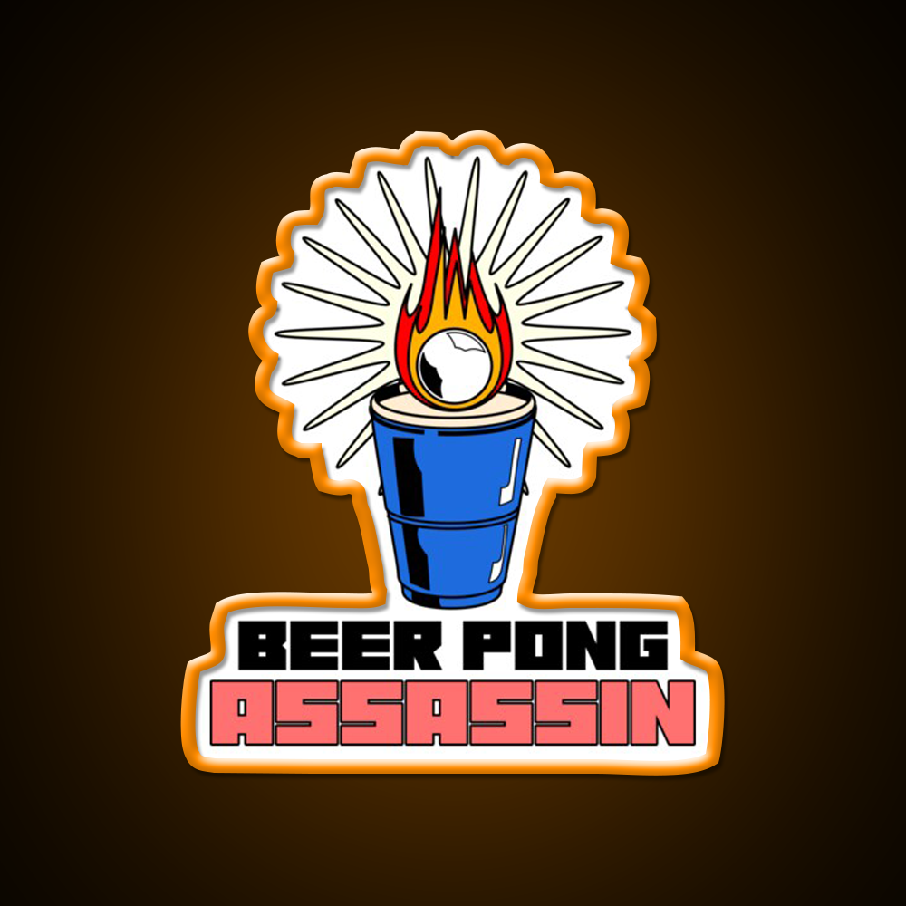 Beer Pong Assassin Man Cave Bar Led Neon Sign Rgb Color