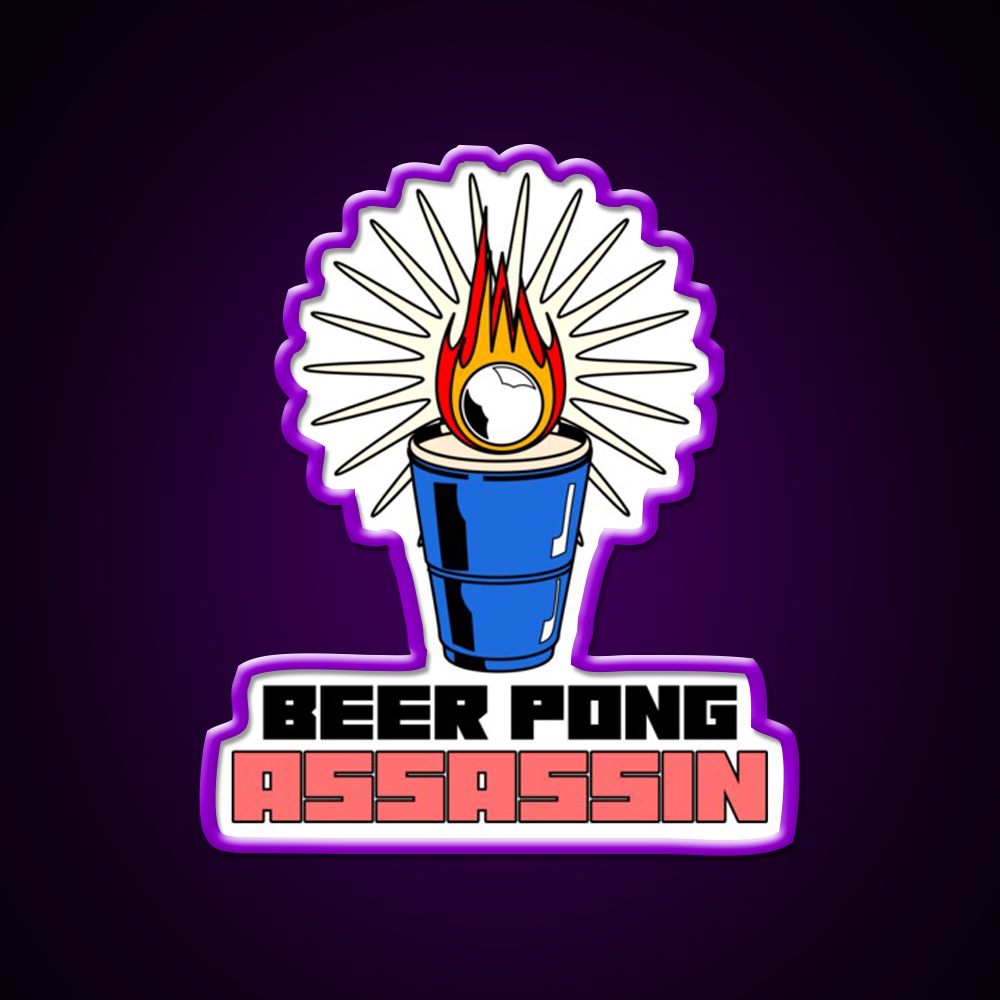 Beer Pong Assassin Man Cave Bar Led Neon Sign Rgb Color