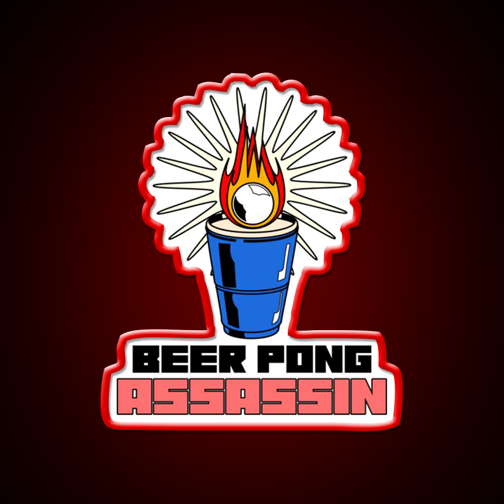 Beer Pong Assassin Man Cave Bar Led Neon Sign Rgb Color