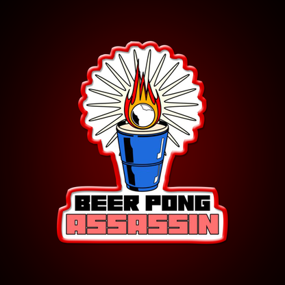 Beer Pong Assassin Man Cave Bar Led Neon Sign Rgb Color