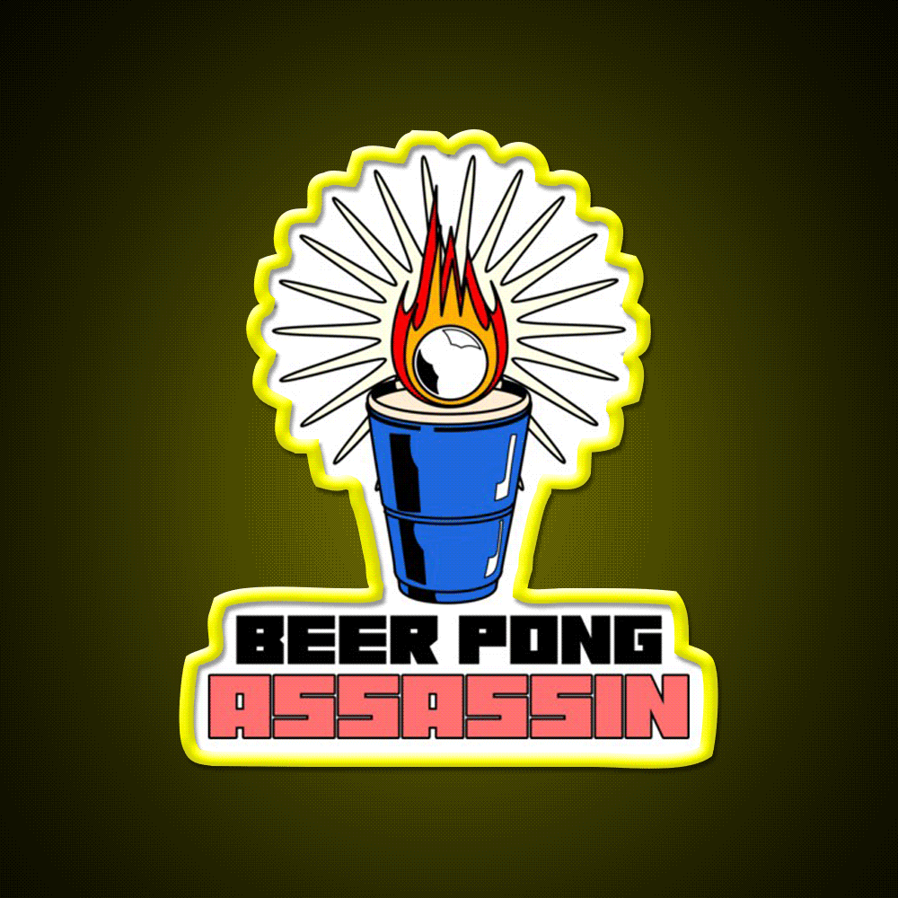 Beer Pong Assassin Man Cave Bar Led Neon Sign Rgb Color