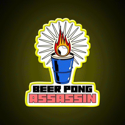 Beer Pong Assassin Man Cave Bar Led Neon Sign Rgb Color