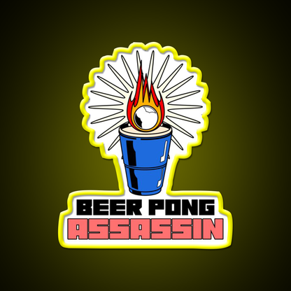 Beer Pong Assassin Man Cave Bar Led Neon Sign Rgb Color