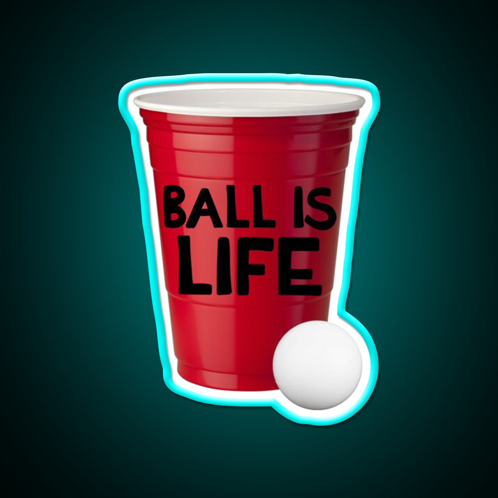 Beer Pong Ball Is Life Beer Bar Decor Led Neon Sign Rgb Color - Size and dimension reference